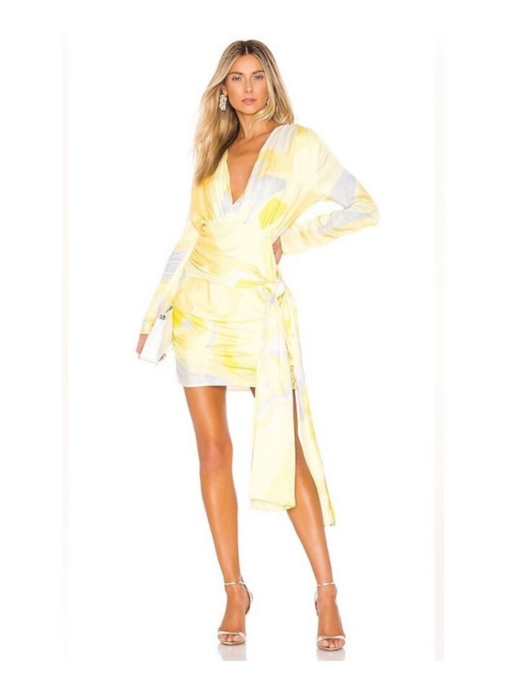 Stine Goya Madison Yellow Abstract Wrap Mini Dress XS Wedding Guest Resort